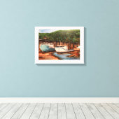 ブモダンルーズアンドブラウンズ魚釣りヴィレッジ キャンバスプリント (インサイチュ (ウッドフロア))