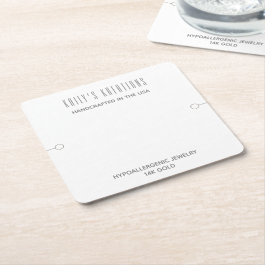 ブモダンレスレット表示白 スクエアペーパーコースター (アングル)