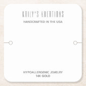 ブモダンレスレット表示白 スクエアペーパーコースター (正面)