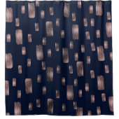 ブモダン絵を描ラシバラ金ゴールド&ネイビーブルースパークル シャワーカーテン (正面)