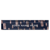 ブモダン絵を描ラシバラ金ゴールド&ネイビーブルースパークル デスクネームプレート (正面)