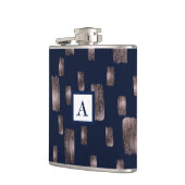 ブモダン絵を描ラシバラ金ゴールド&ネイビーブルースパークル フラスク (左)