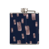 ブモダン絵を描ラシバラ金ゴールド&ネイビーブルースパークル フラスク (裏面)