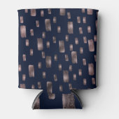 ブモダン絵を描ラシバラ金ゴールド&ネイビーブルースパークル 缶クーラー (正面)