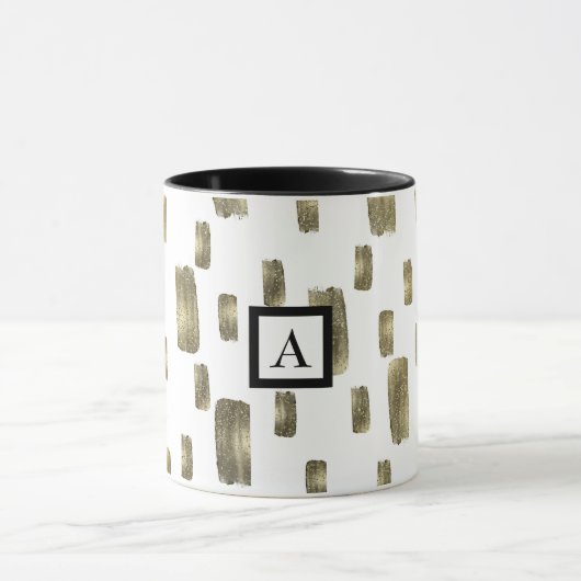 ブモダン絵を描ラシ金ゴールド銅光沢 マグカップ (中央)