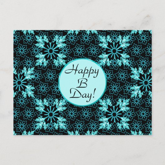 ブユニークラックフラワーズウィズアクアティール（緑がかった色）葉カスタム ポストカード (正面)