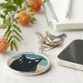 ブラおもしろいックキャットレトロスタイルデザイン キーホルダー (側面)