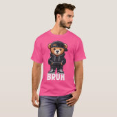 ブラおもしろいーミームヒップホップテディベア10代の若者ボーイズT Tシャツ (正面フル)