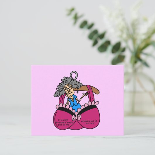 ブラおよびしわのユーモア ポストカード (スタンド正面)