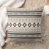 ブラアステカウンブラッククリーム混合モチーフパターン クッション (ブランケット)