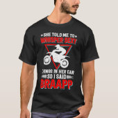ブラアプリ汚れバイクもしくは自転車に乗る人バイクmotocross 2ストローク方向 tシャツ (正面)