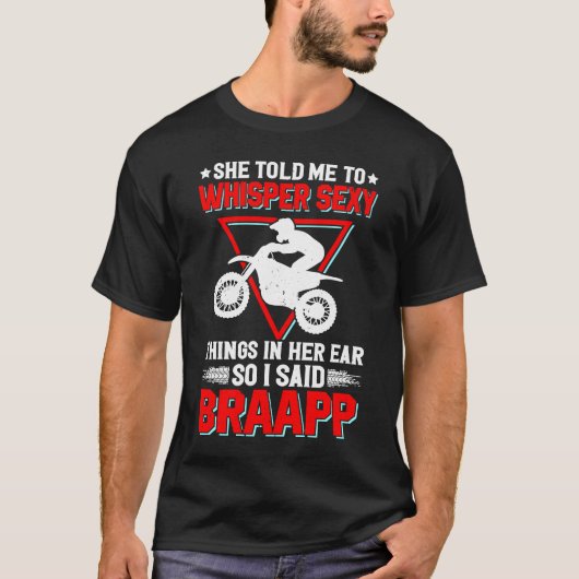 ブラアプリ汚れバイクもしくは自転車に乗る人バイクmotocross 2ストローク方向 tシャツ (正面)
