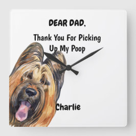 ブライおもしろいアードパパ水彩犬芸術  スクエア壁時計