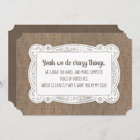 ブライおもしろいドメイド/メイド・オブ・オーナー(花嫁付き添い人)提案 招待状 (正面/裏面)