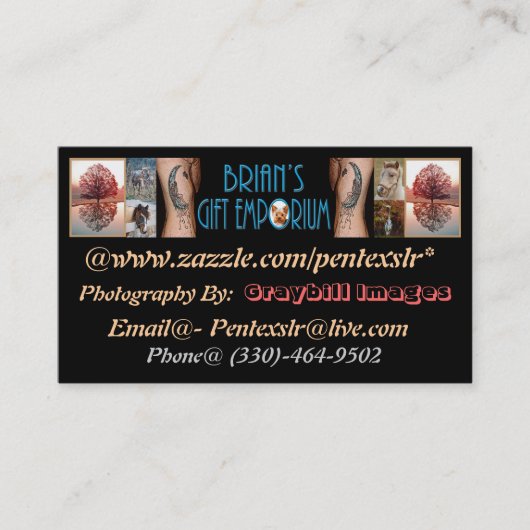 ブライアンのギフトの中心地の名刺 名刺 (正面)