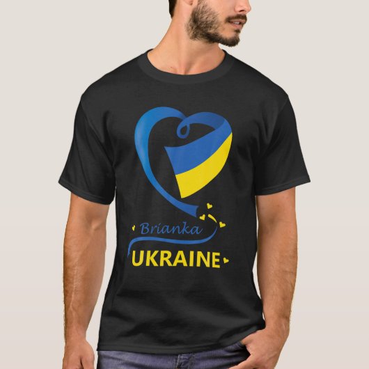 ブライアンカウクライナ国旗のハートエンブレムクレスト Tシャツ (正面)