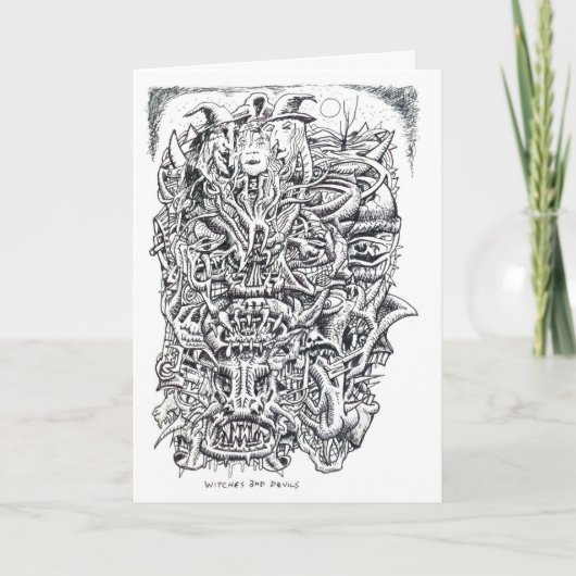 ブライアン・ベンソンによる「魔女と悪魔」 カード (正面)