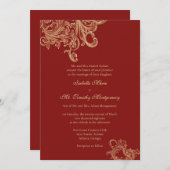 ブライエレガントトレッド結婚の両親の名前 招待状 (正面/裏面)