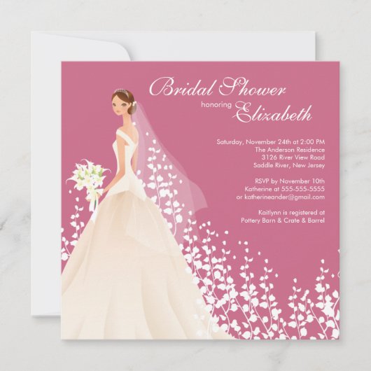 ブライエレガントドブライダルシャワー招待ハニーサックル 招待状 (正面)