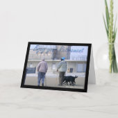 ブライスと男性の退職後の挨拶写真 カード (正面)