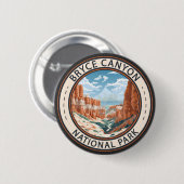 ブライスキャニオンナショナルパークトレイルイラストレーションアート 缶バッジ (正面&裏面)