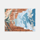 ブライスキャニオンナショナルパークトレイルイラストレーション フリースブランケット (正面(横))