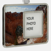 ブライスキャニオンナチュラルブリッジ雪景色の写真 シルバープレートフレームオーナメント (右)
