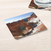 ブライスキャニオンナチュラルブリッジ雪景色の写真 スクエアペーパーコースター (アングル)