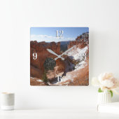 ブライスキャニオンナチュラルブリッジ雪景色の写真 スクエア壁時計 (ホーム)