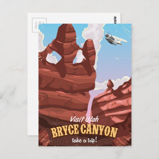 ブライスキャニオンヴィンテージ旅行ポスター ポストカード (正面/裏面)