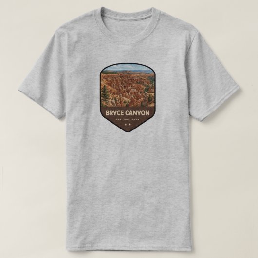 ブライスキャニオン国立公園のシールド Tシャツ (デザイン正面)