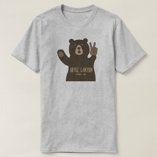 ブライスキャニオン国立公園ピースベア Tシャツ (デザイン正面)
