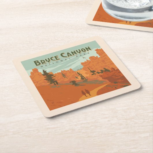ブライスキャニオン国立公園岩盤 スクエアペーパーコースター (アングル)