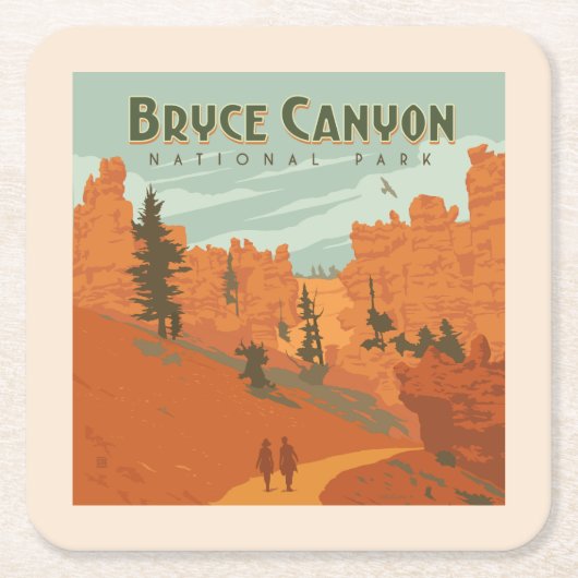 ブライスキャニオン国立公園岩盤 スクエアペーパーコースター (正面)