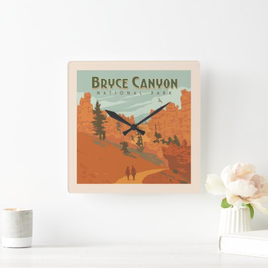 ブライスキャニオン国立公園岩盤 スクエア壁時計 (ホーム)