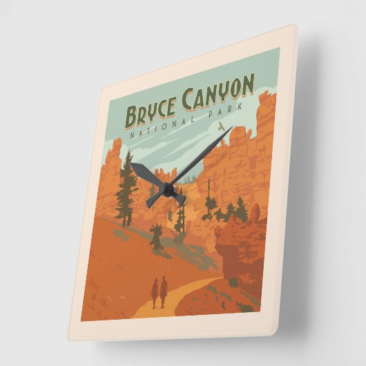 ブライスキャニオン国立公園岩盤 スクエア壁時計 (傾斜)