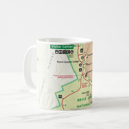 ブライス渓谷の地図のマグ コーヒーマグカップ (正面左)