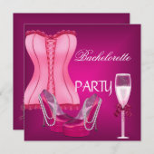 ブライズパーティー コルセット ピンク シューズ ハイヒール 招待状 (正面/裏面)