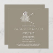 ブライズベールデイジーフラワーモノグラムブライダルシャワー 招待状 (正面/裏面)