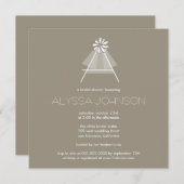 ブライズベールデイジーフラワーモノグラムブライダルシャワー 招待状 (正面/裏面)