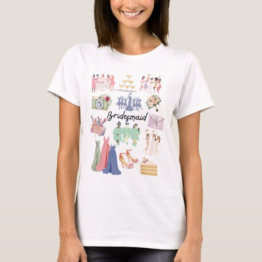 ブライズメイド ソフトウォーターカラー ウェディング イメージ Tシャツ (正面)