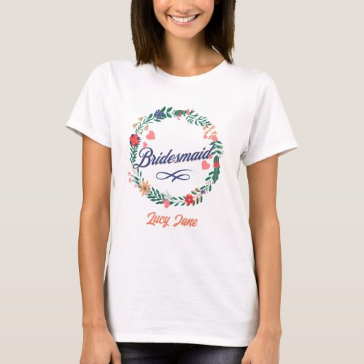 ブライズメイド。名前編集可 Tシャツ (正面)