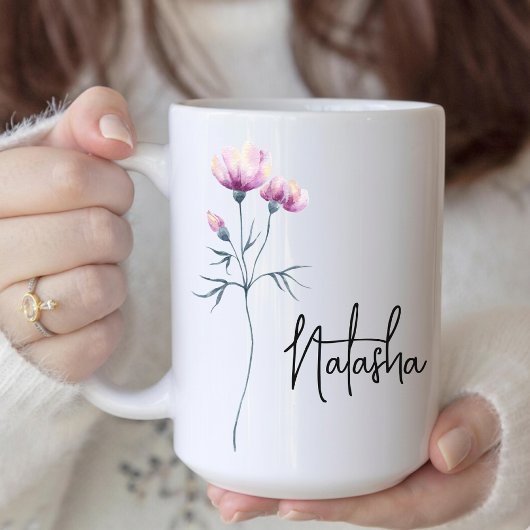 ブライズメイド | 水彩花 誕生日 お母さん 名前入り コーヒーマグカップ