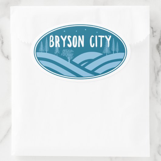 ブライソンシティノースカロライナアウトドア 楕円形シール (バッグ)