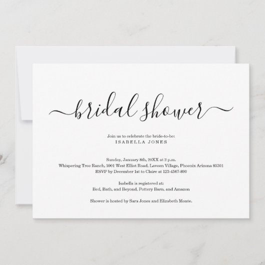 ブライダシンプルルシャワーの招待 招待状 (正面)