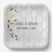 ブライダルあじさいブーケオンホワイトサテン ペーパープレート (正面)