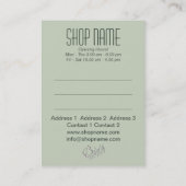 ブライダルおよび夕べファッション – 名刺 (裏面)