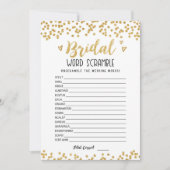 ブライダルの単語のスクランブルとAnswersゲームカード 招待状 (正面)