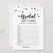 ブライダルの単語のスクランブルとAnswersゲームカード 招待状 (正面)