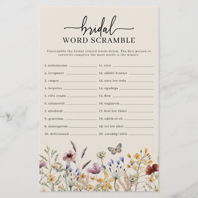 ブライダルの単語スクランブルゲーム (正面)